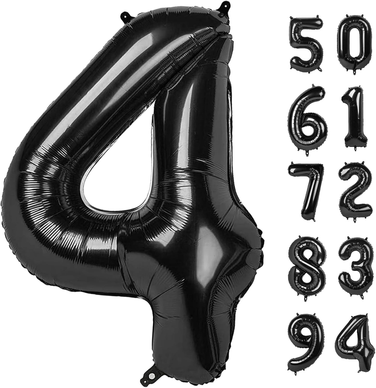 4 Balloon, Black Number Balloon 40 Inch, 4th Gold and Black Party Decorations, Four Large Numbers for Party Decor, Number 4 Balloon