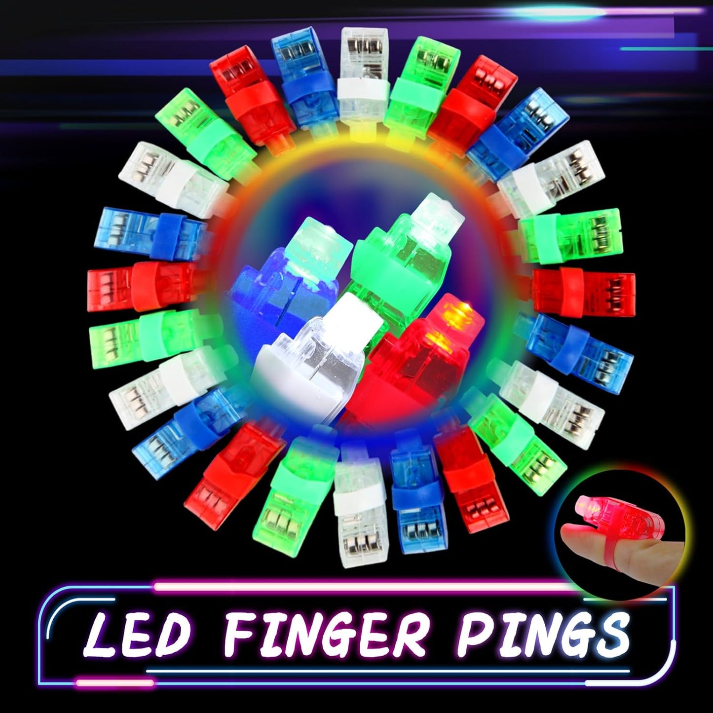60Pcs LED Finger Lights Mini Finger Flashlights for Kids Glow, Novelty Toys Party Favors for Birthday Christmas Halloween, Party Supplies for Parties Cheering Novelty Toys Gift for Kids, Adult