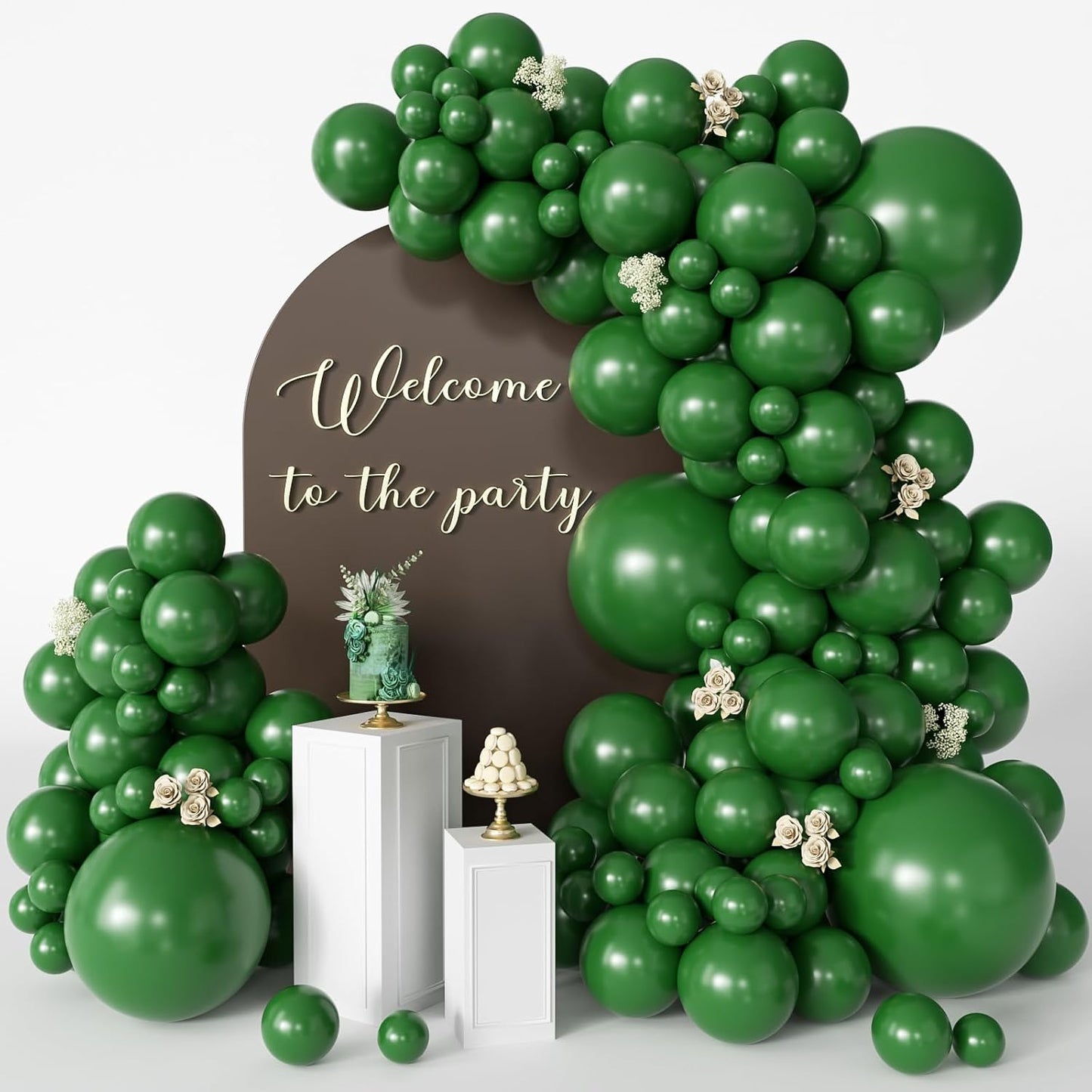 Dark Green Balloons 125 PCS Different Sizes 18 12 10 5 Inch Emerald Hunter Forest Green Balloon Arch Kit for Birthday Baby Shower Christmas Graduation Dinosaur Jungle Theme Party Decorations