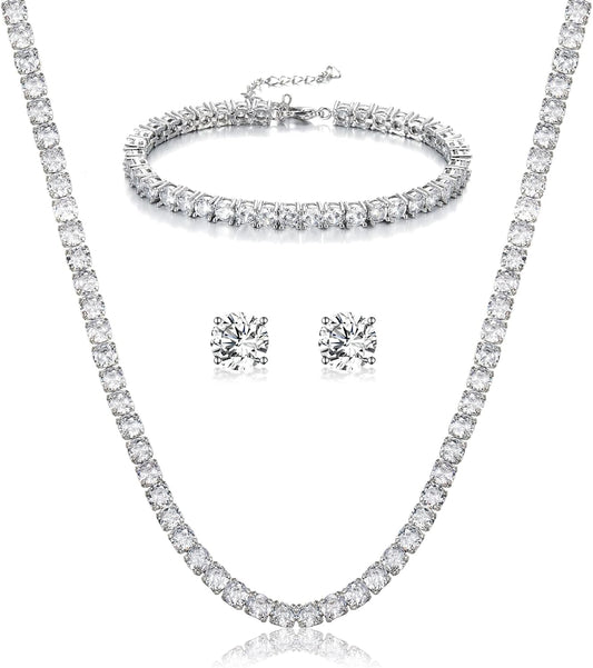 Crysdue Wedding Jewelry Set for Women, Floral Leaf Vine Teardrop Necklace Dangle Earrings Bracelet and Hair Comb, Cubic Zirconia Elegant Party Prom Jewellery for Bridal Bridesmaid