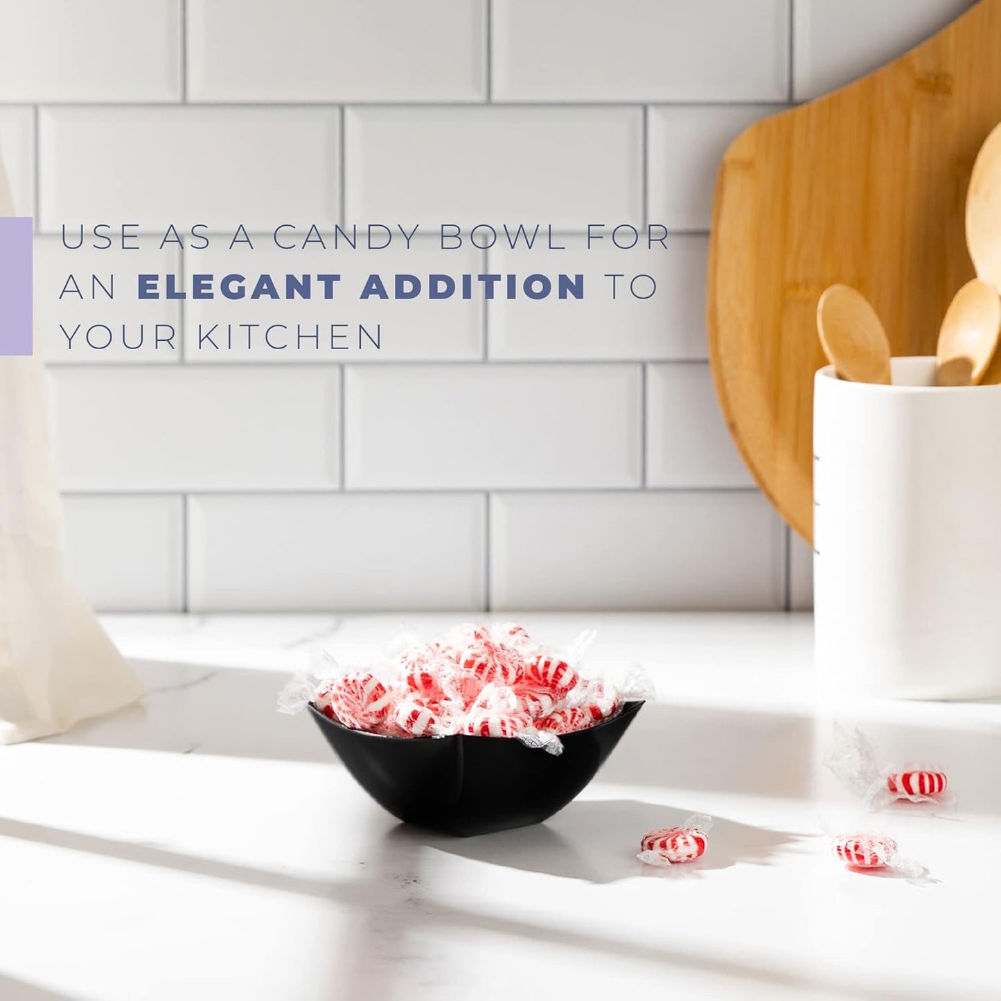 PLASTICPRO Disposable Square Serving Bowls, Party Snack or Salad Bowl, Plastic Black Pack of 4, 8 OUNCE, Black