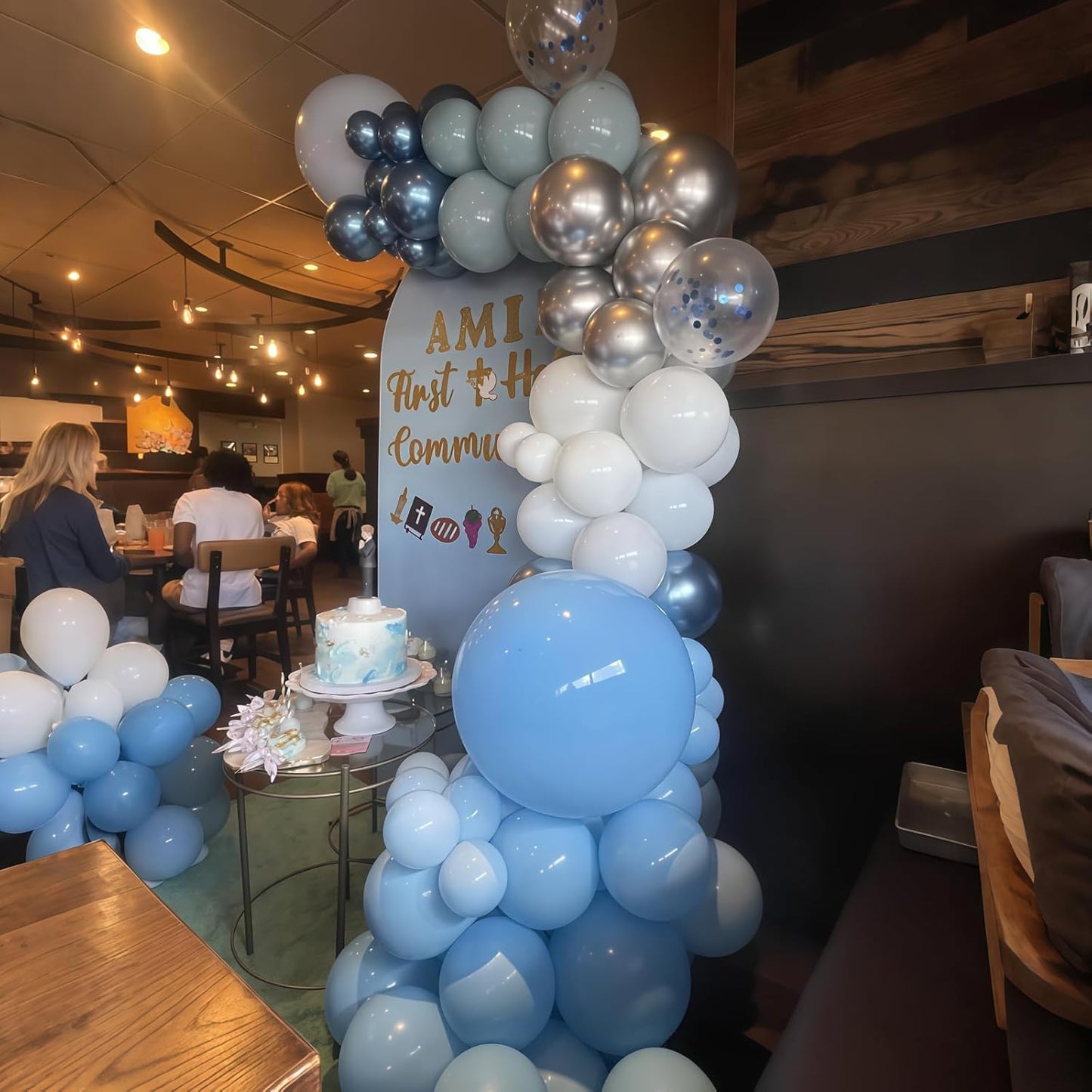 60 Pcs Baby Blue and Silver Balloons, 12 Inch Light Blue Dusty Pale Blue White Latex Balloons with Chrome Metallic Silver Party Balloons for Boys Baby Shower Baptism Winter Birthday Party Decorations