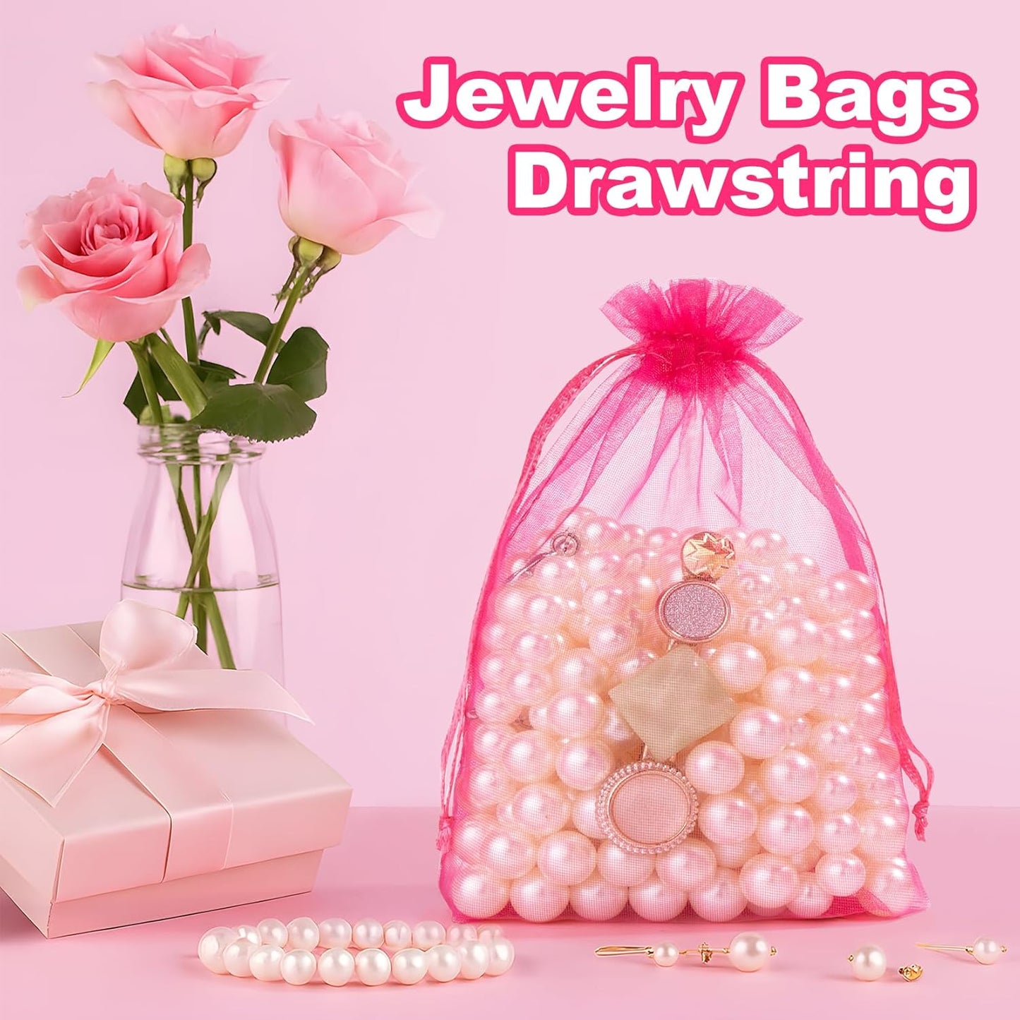 Crweety 50 Pack 4x6 Inch Assorted Color Organza Bags, Vibrant Mix of 10 Colors Mesh Gift Bags for Wedding Favors, Birthday Party Favor, Candy Jewelry Sachet Packaging & Holiday Gifts