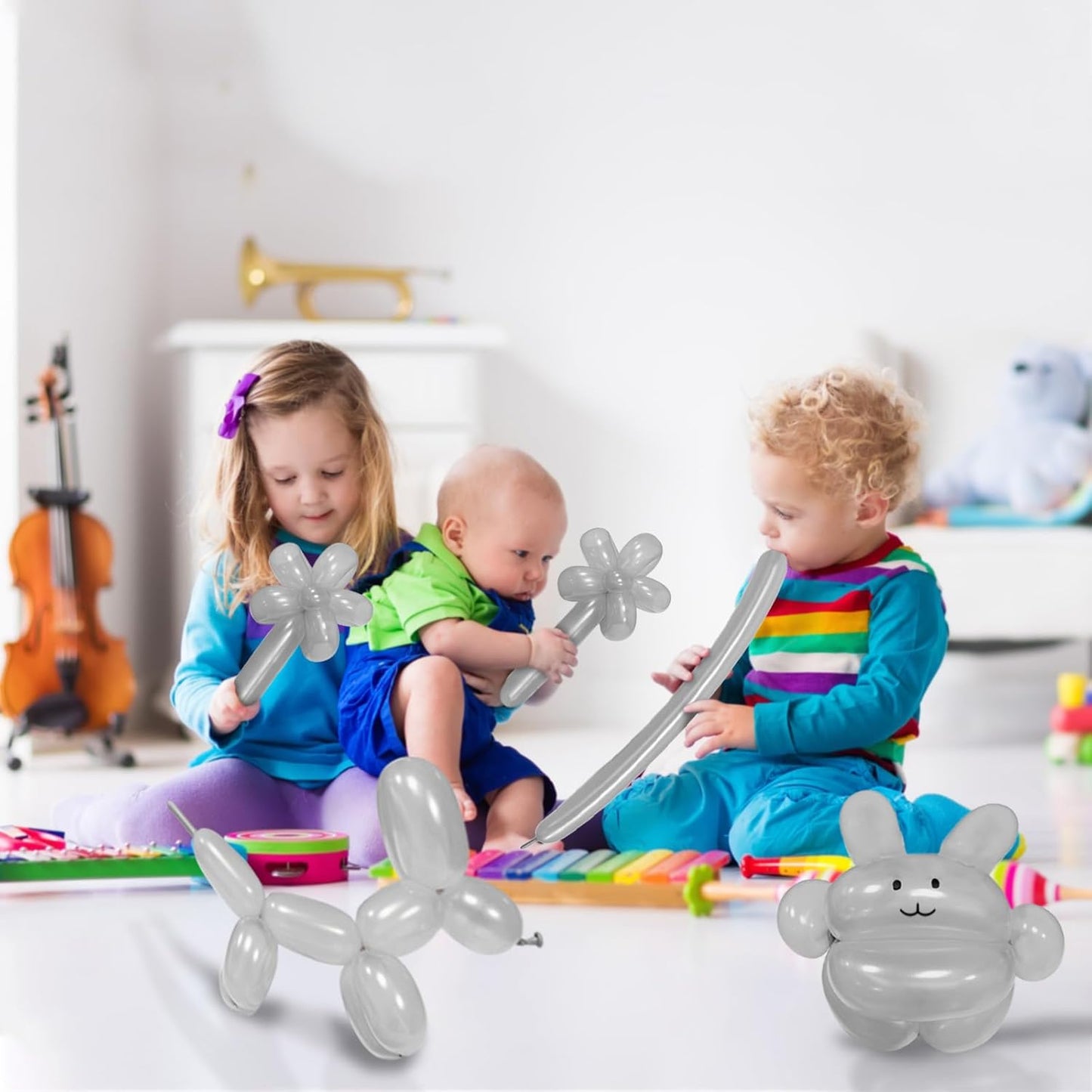 100Pcs Silver Grey 260 Balloons, Long Balloon for Tying Balloon Arch, Long Skinny Balloons for Twisting Ballons Animal balloons Birthday Party Wedding Festival Decorations