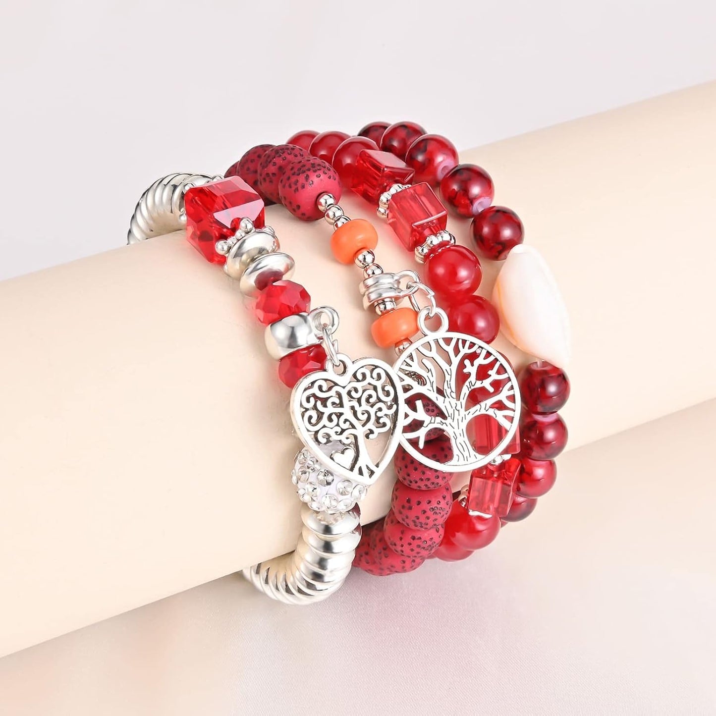 Bohemian Bracelet Sets for Women - 6 Sets Stackable Stretch Bracelets Multi-color Boho Jewelry for Women Hippie Bracelets Dainty Jewelry