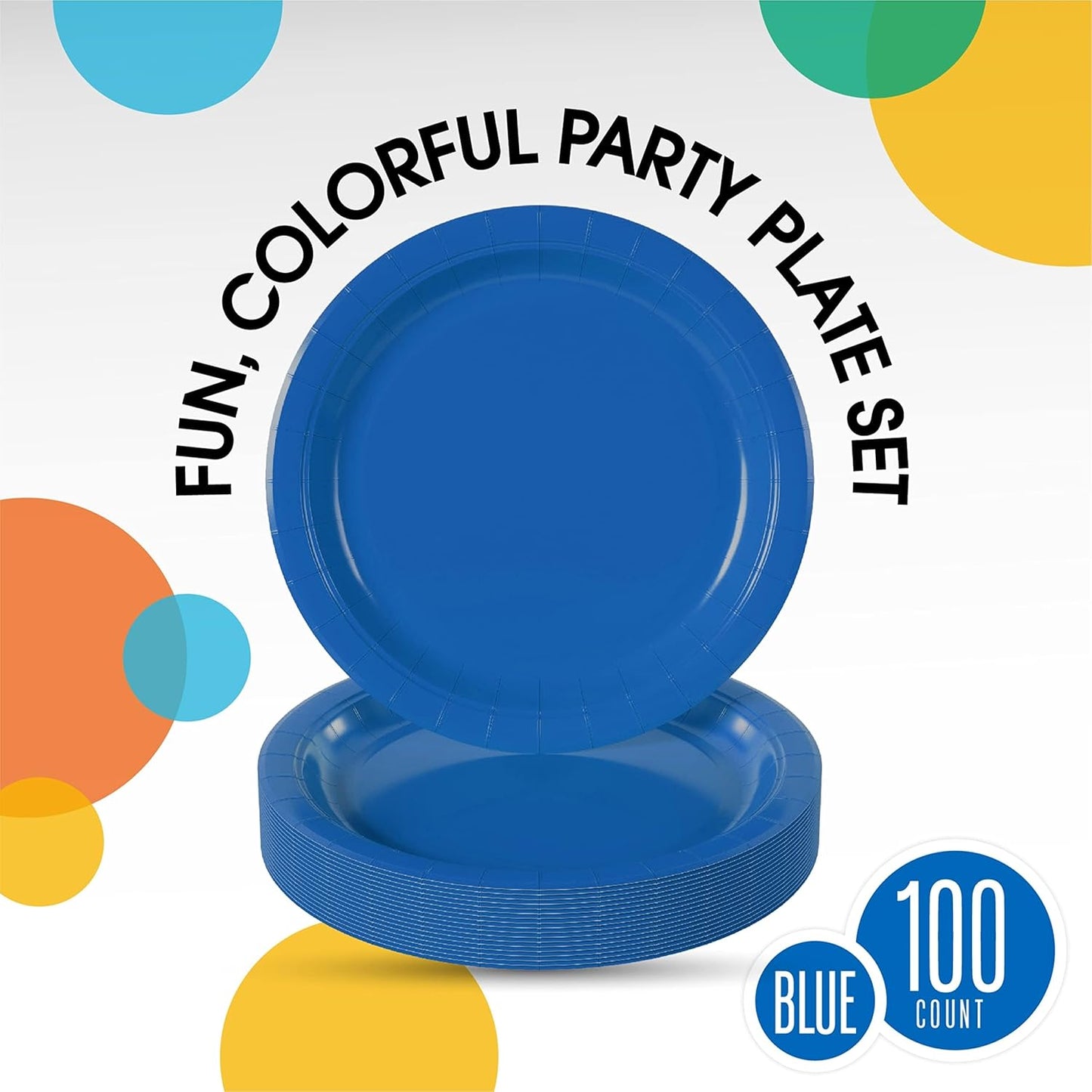 Exquisite Party Solids Dark Blue Paper Plates Disposable Heavy Duty 9 Inch Dark Blue Disposable Plates For Party 100 Pcs Heavy Duty 350 GSM, Birthday Supplies