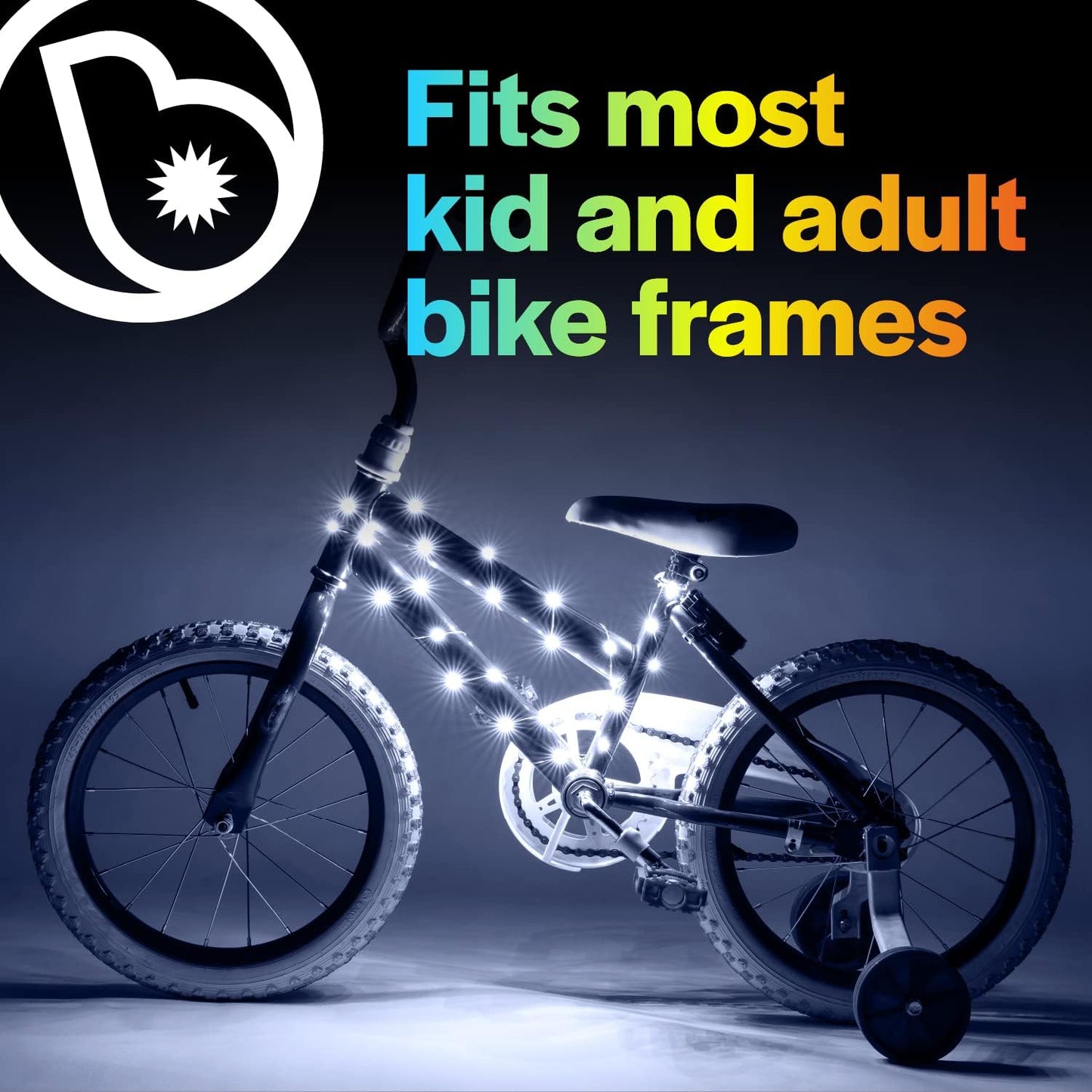 Brightz CosmicBrightz LED Bike Frame Rope Light - 6.5-Foot String Rope - Battery-Powered with On/Off Switch - Ultra Bright Color Keeps Your Ride Fun and Safe for Kids, Teens, & Adults