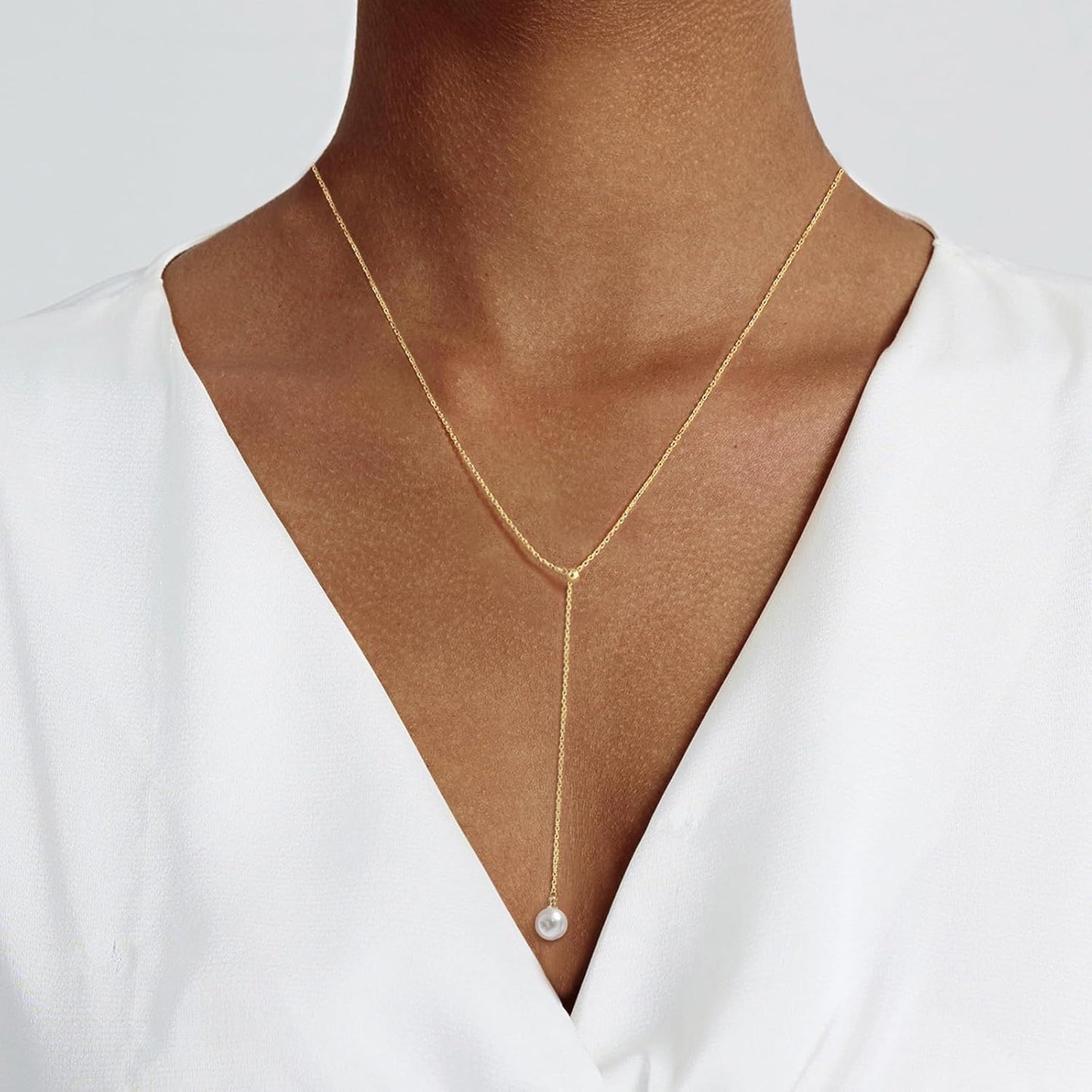 OGD Gold Pearl Necklaces Set for Women 14K Gold Plated Dainty Layered Pearl Cute Daisy Pearl Choker Gold Necklace Gifts for Women Gold Trendy Jewelry Gifts