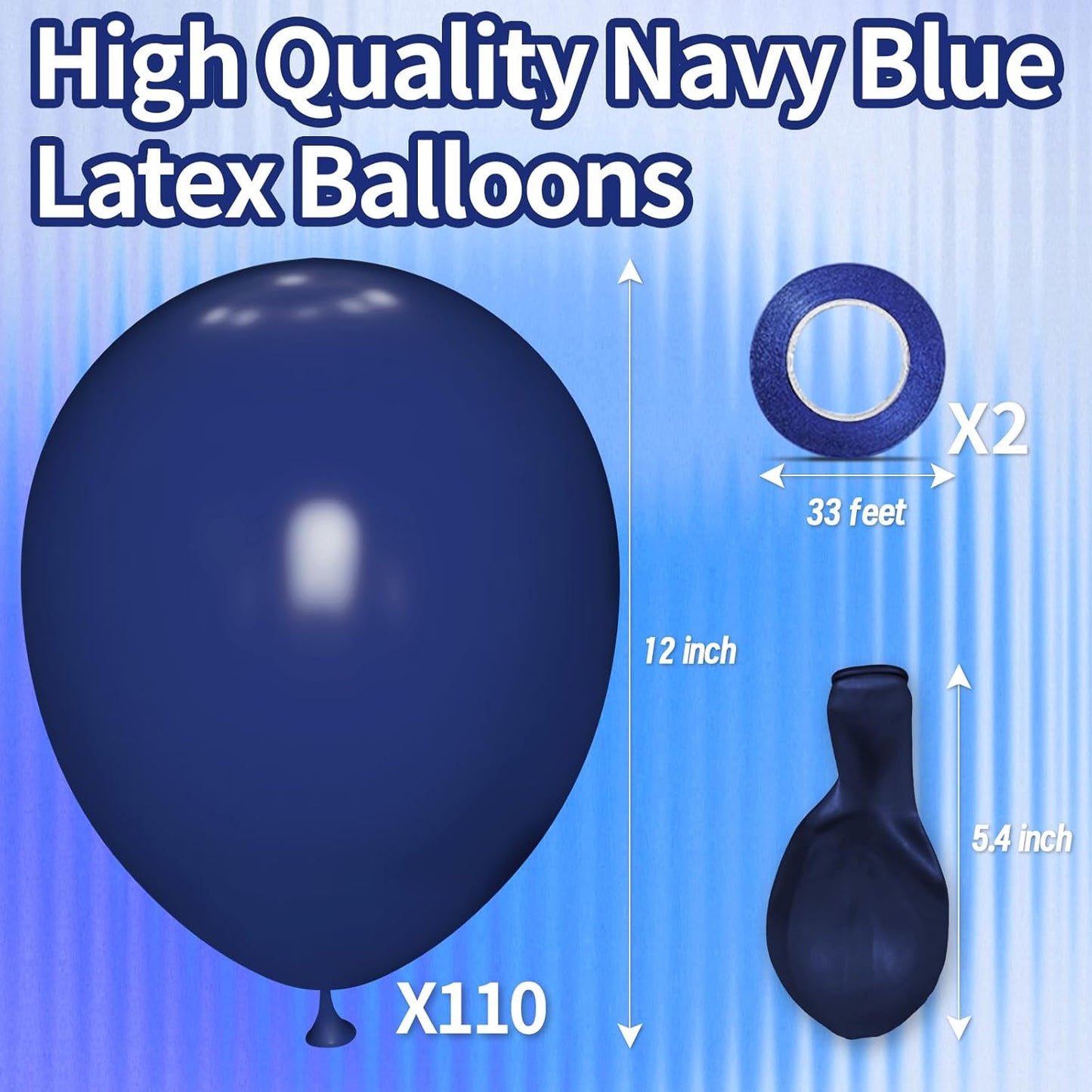 KAWKALSH Navy Blue Balloon 110pcs, 12 Inch Thickened Latex Party Balloons Helium Bright Color for Birthday Baby Shower Wedding Party Supplies Arch Garland Decoration