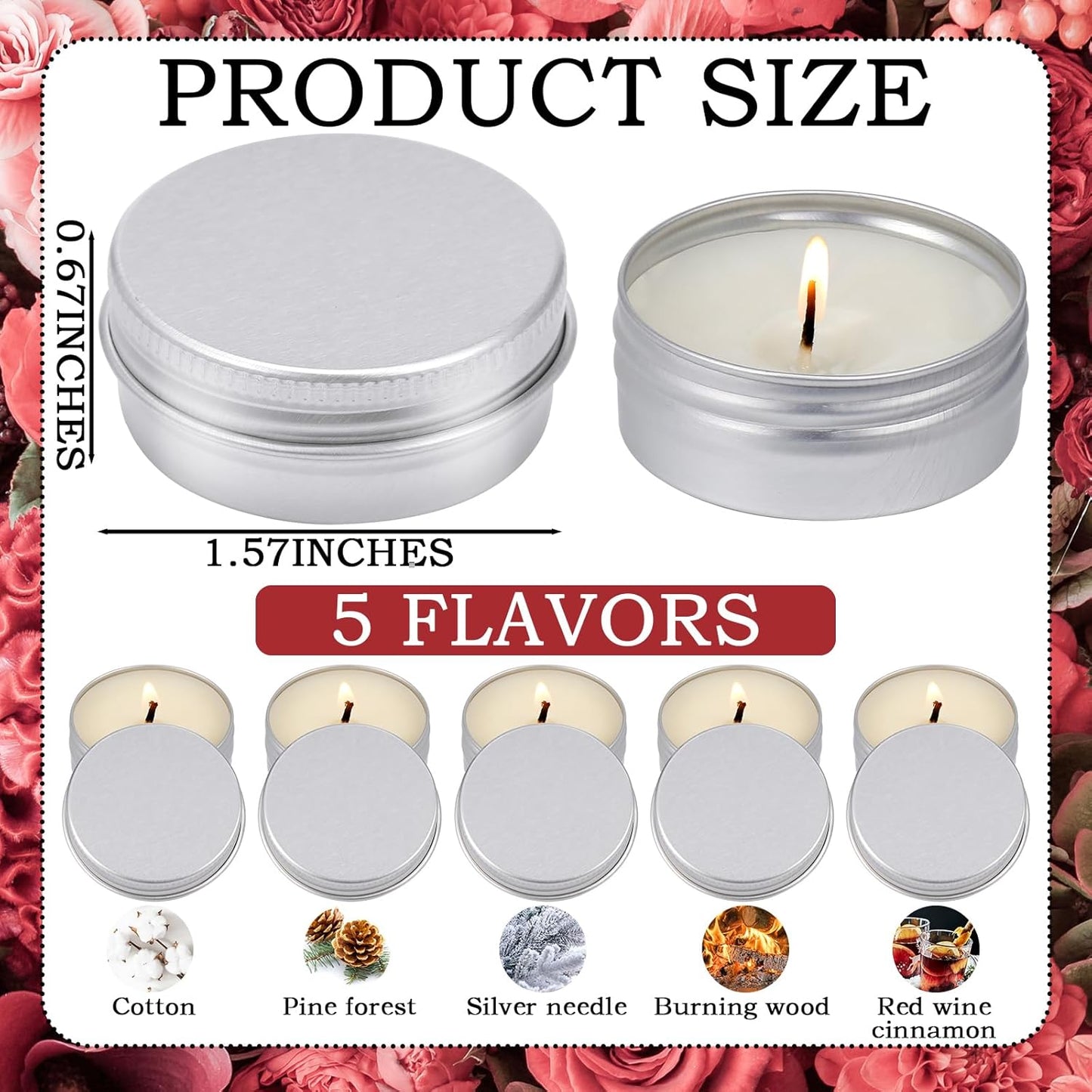 MTLEE 50 Pcs Christmas Flavor Wedding Scented Candles Gift Travel Tin Candle Aromatherapy Candle for Christmas Winter Baby Shower Favors Wedding Gifts