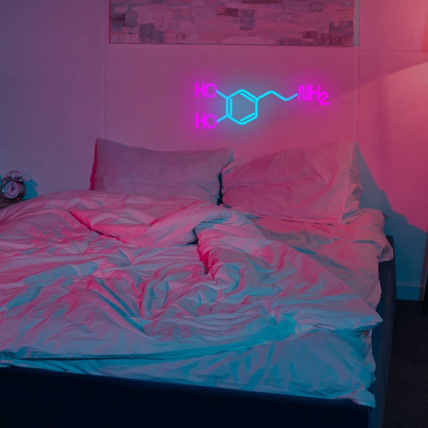 Dopamine Molecule Neon Sign Dimmable LED Light Up Wall Decor Science Chemistry Structure Art Aesthetic Happy Hormone Sign for Lab, Office, Classroom Graduation Christmas Gift(16.3 * 6.5in)