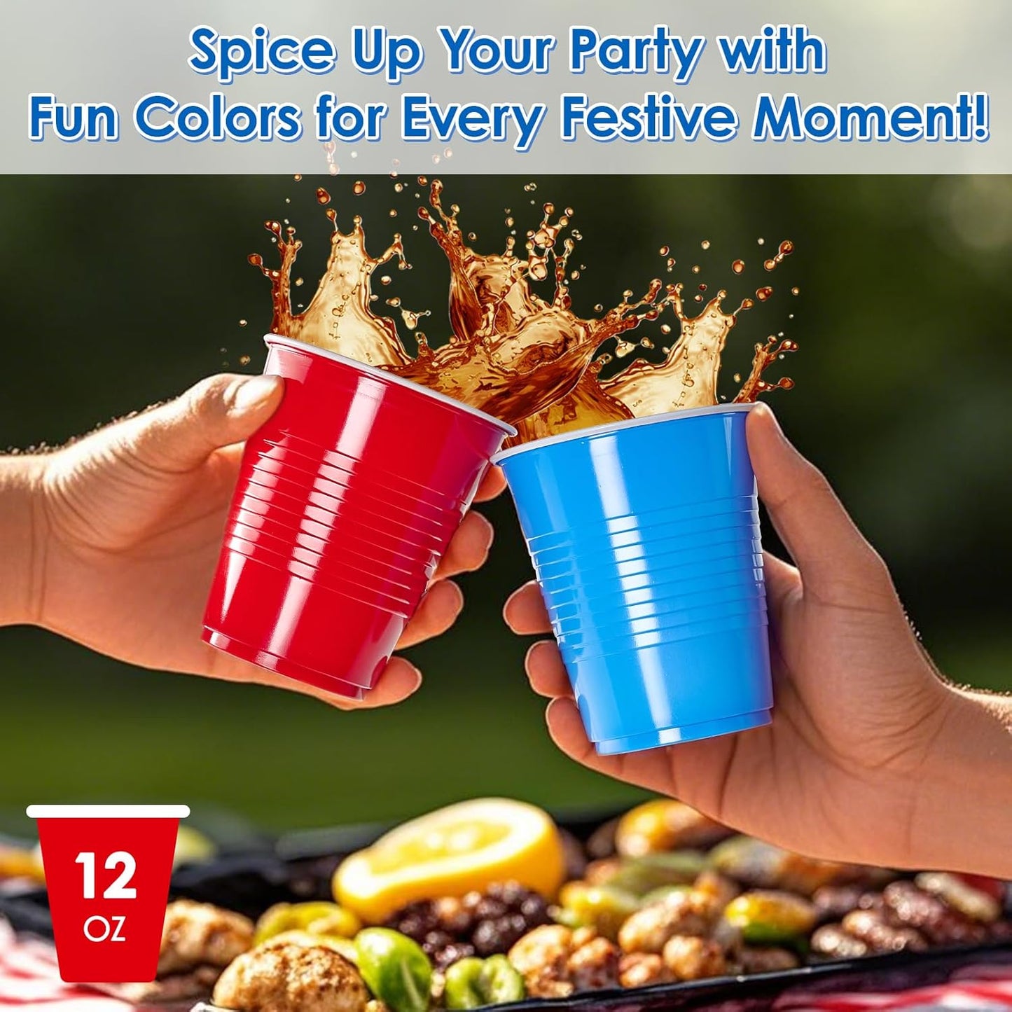 Lilymicky 200 Pack 12 oz Disposable Plastic Cups, Assorted Color Plastic Party Cups for Parties, Events, Game and BBQ