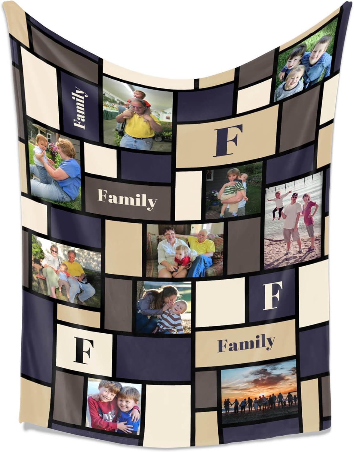 Custom Blankets with Photos Text, Customized Gifts for Family, Personalized Blanket Customized Throw Blankets with Photos, Gifts for Mom Dad Grandma Grandpa Aunt Uncle on Birthday Wedding Christmas