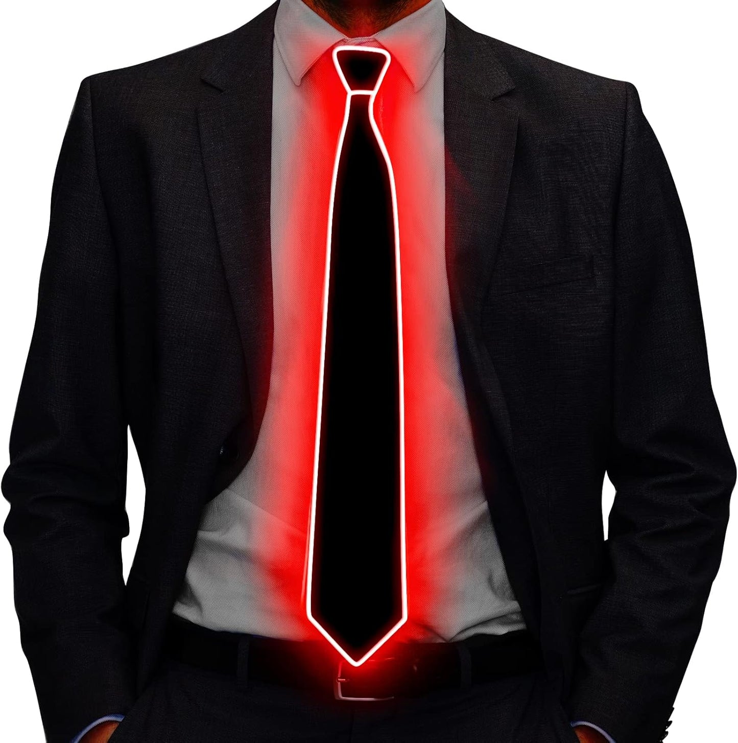 Ainiv Light Up Neckties Bowties Suspenders LED Party Supplies Glow in the Dark Adjustable for Women and Men Parties