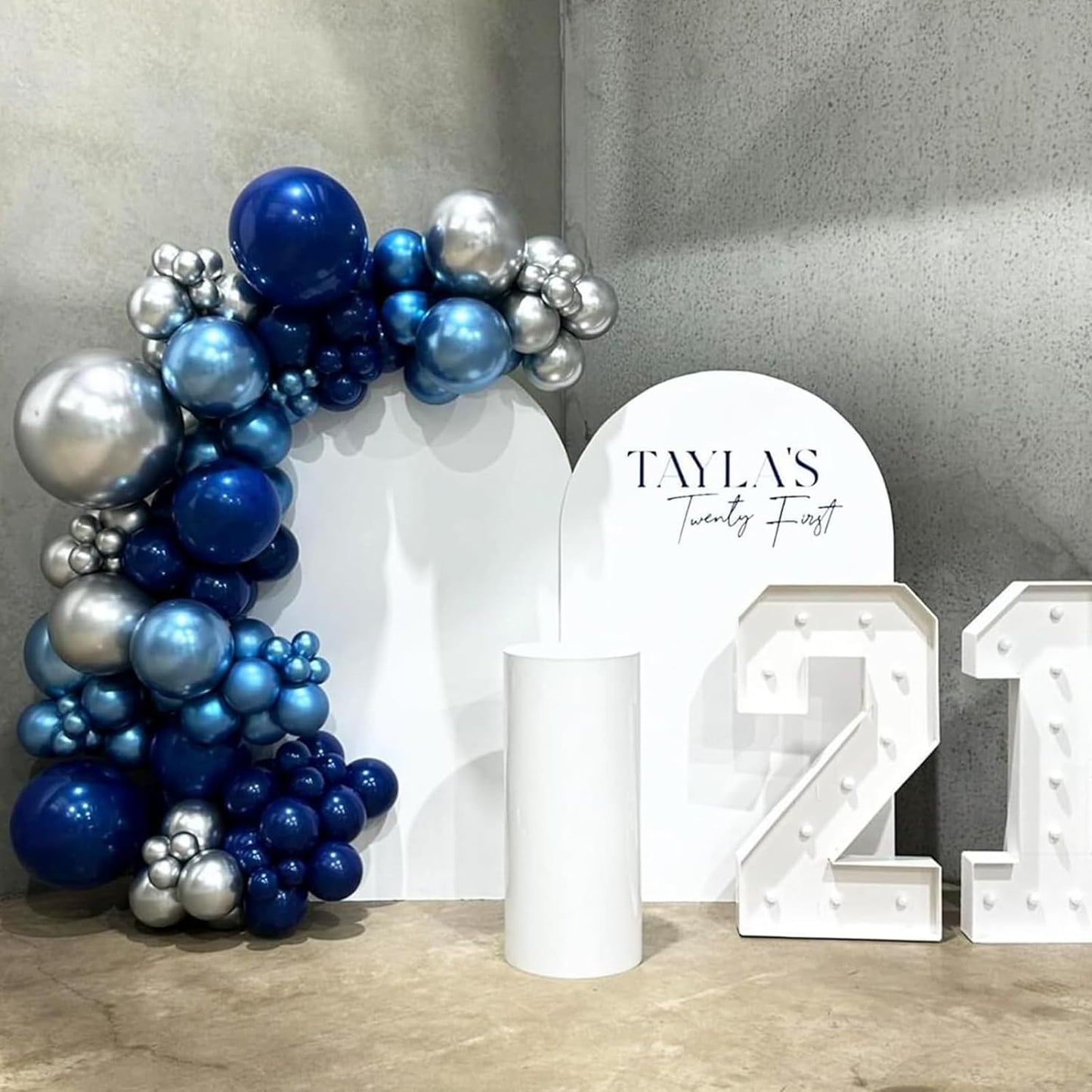 Blue and Silver Balloons, 50 PCS 12 Inch Pearl Royal Navy Blue Latex Party Balloons with Metallic Chrome Silver Helium Balloon for Boys Men Birthday Winter Baby Shower Graduation Retirement Decoration