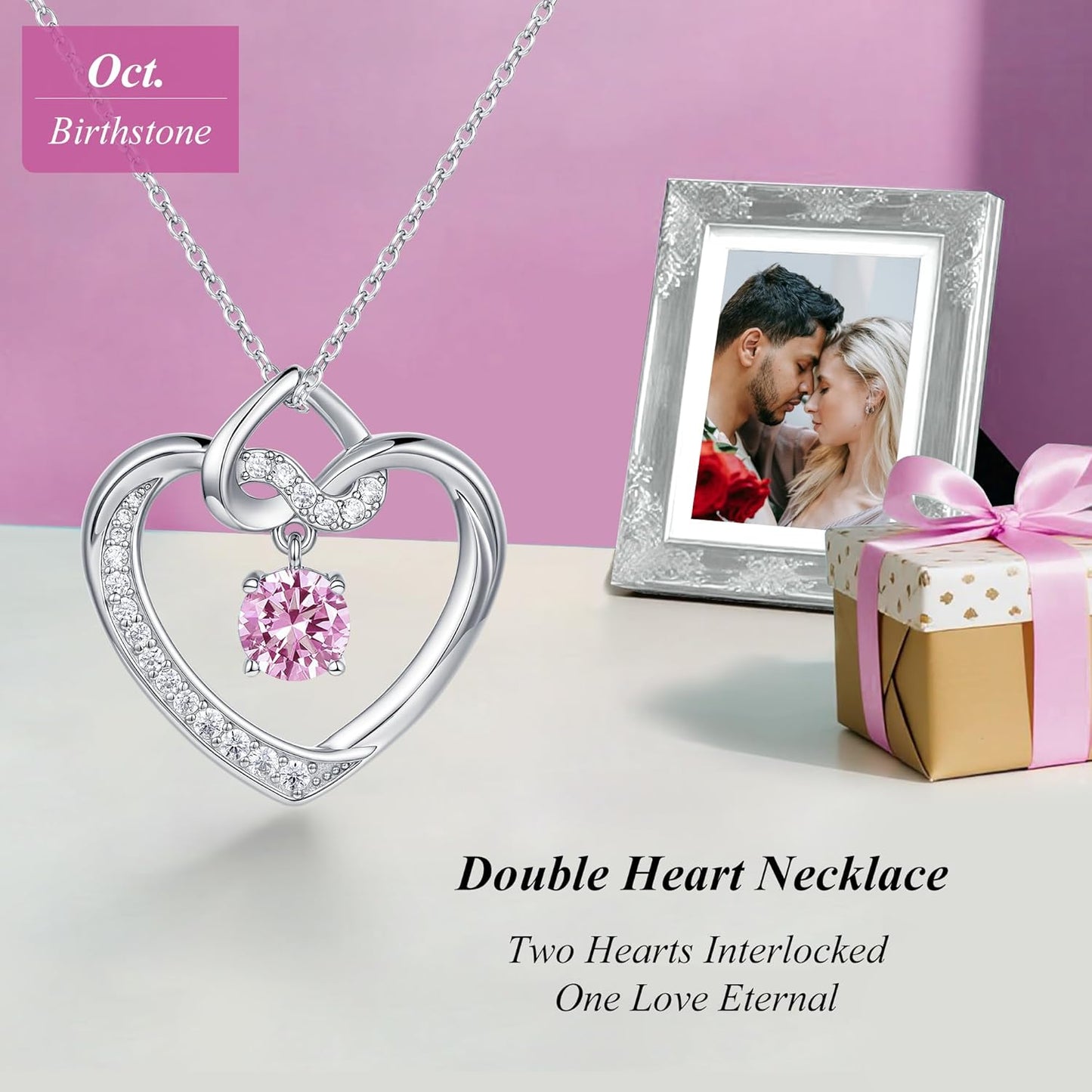 Heart Birthstone Necklaces Gifts for Women Wife, Jewelry for Women Wedding Anniversary Birthday Gifts for Wife Girlfriend Mom Christmas Valentines Gifts S925 Sterling Silver