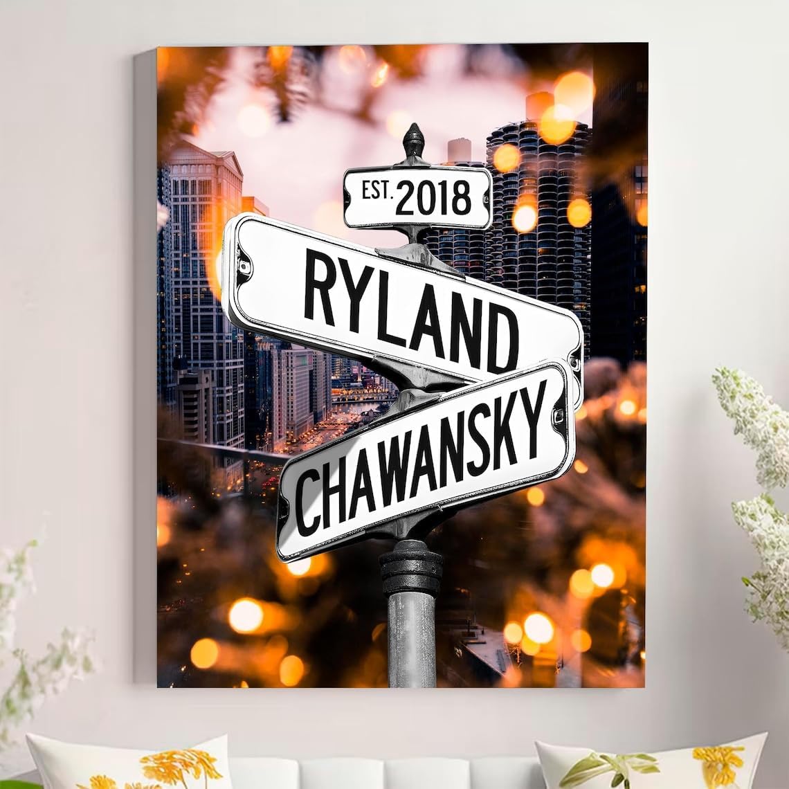 Personalized Crossroad Couples Street Sign Vintage Customize Name And Date Valentine's Day Christmas Birthday Wedding Anniversary Engagement Gifts For Him Her Boyfriend Girlfriend Wife Husband #22