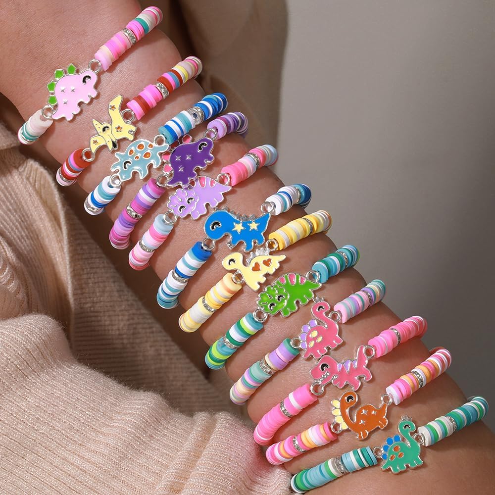 Friendship Bracelets Boho Stackable Bracelets for Women Surfer Heishi Clay Bead Bracelets Stretch Preppy Bracelets Colorful Boho Bracelets for Women