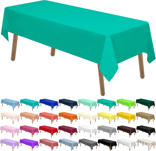 PARTY ULYJA Teal Plastic Tablecloths 2 Pack Disposable Table Covers 54 x 108 Inch Bridal Shower PEVA Solid Table Cloths for BBQ Picnic Birthday Wedding Banquet Parties 8 ft Rectangle Table Use