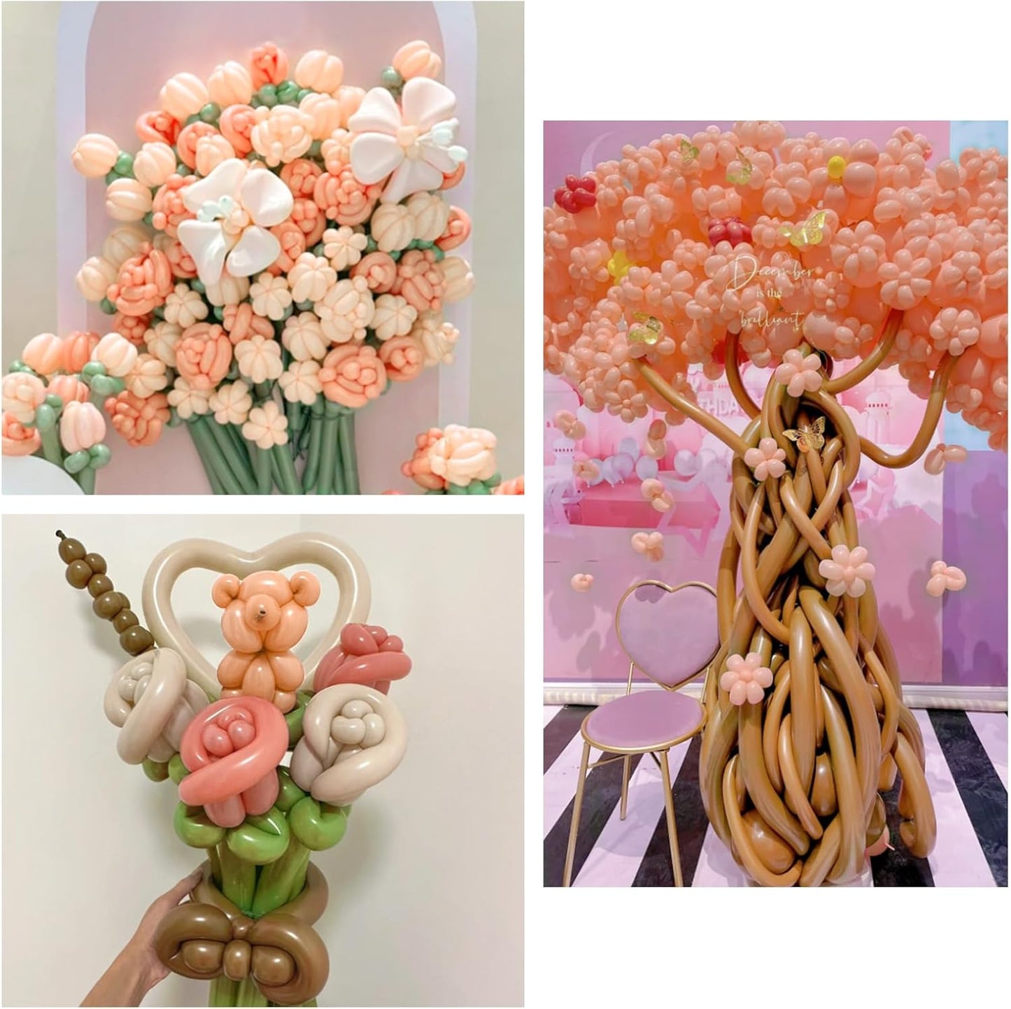 100Pcs Nude 260 Balloons - Long Beige Thickening Latex Tan 260q for Animal Model, Halloween, Weddings, Birthdays, Clowns