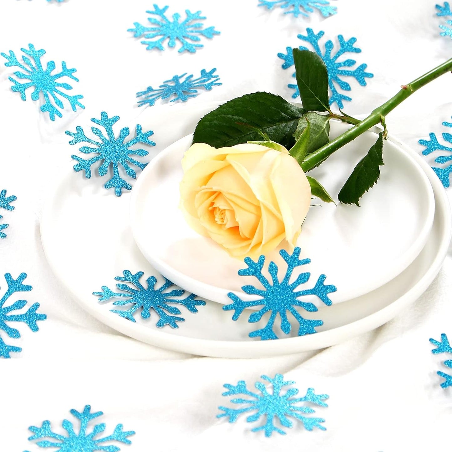 Snowflake Teal-Blue Party-Decorations Frozen Confetti - 100pcs Glitter Paper decor Christmas Table Confetti,Winter Wonderland Birthday Party Supplies New Year Decor Lasting Surprise