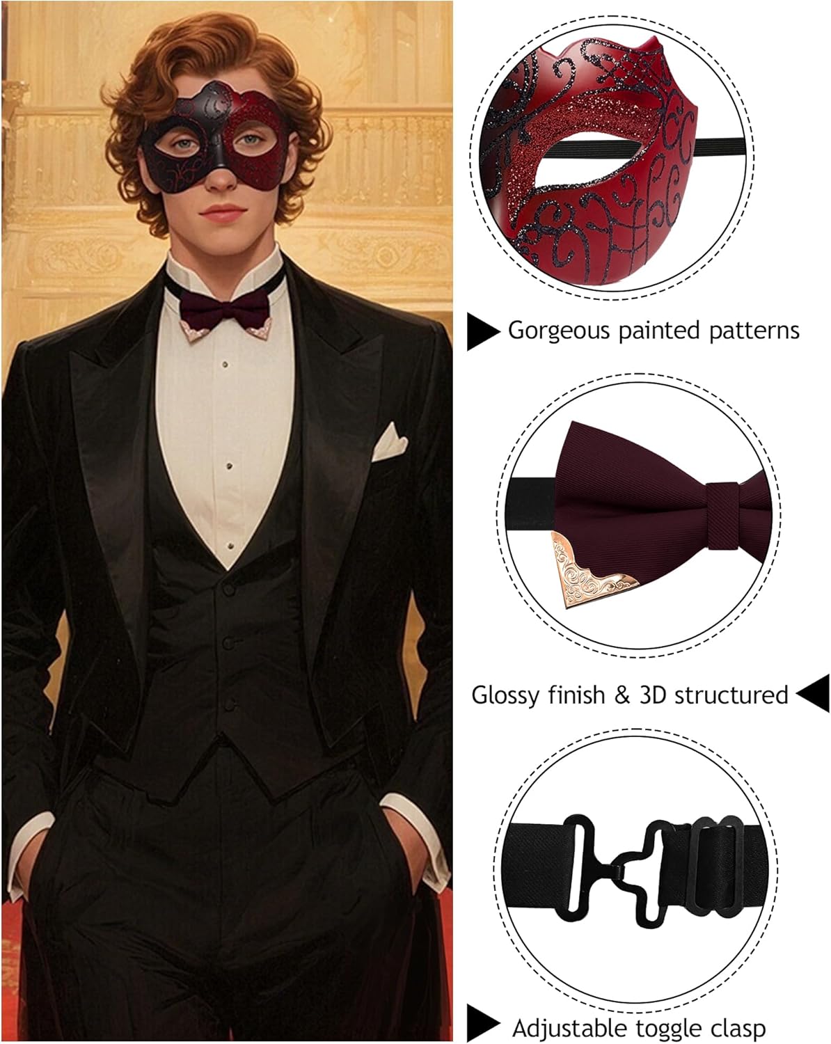 Masquerade Mask for Couples Women Men Set Halloween Mardi Gras Venetian Lace Masquerade Mask Costume Accessories