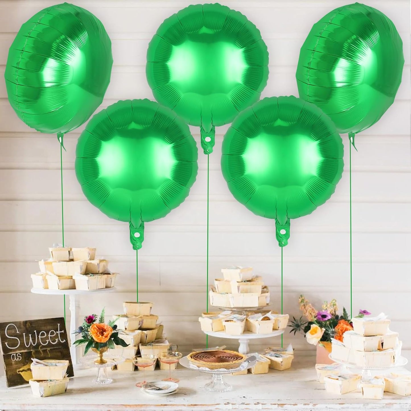 20 Pcs Round Shaped Balloons,18 Inch Round Foil Balloon,Giant Round Mylar Balloon Helium Balloons for Birthday Party Baby Shower Wedding Decorations (Green)