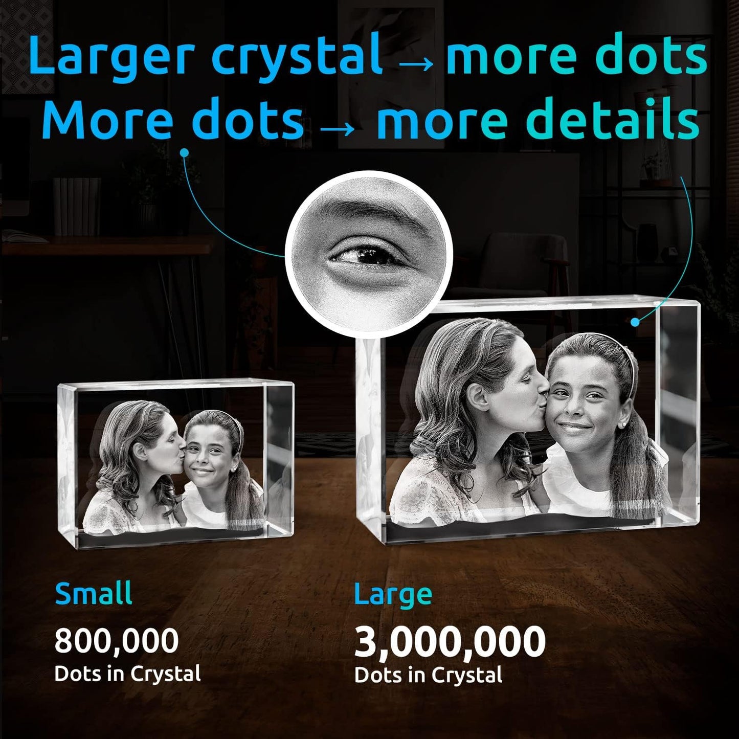 ArtPix 3D Crystal Photo, Christmas Personalized Gifts for Women, Wife, Her, Him, Men, Husband, Grandma, Great Xmas Customized Gift With Your Own Photo, Custom Glass 3D Laser Etched Picture Wedding