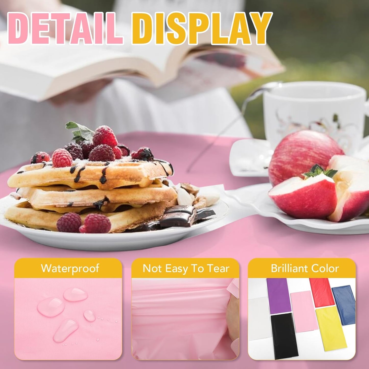 12 Pack Pink Plastic Table Cloths Disposable, 54 x 108 Inches Plastic Table Cover for Rectangle Tables, Disposable Tablecloth for Dinning, Parties, BBQ, Wedding, Outdoor