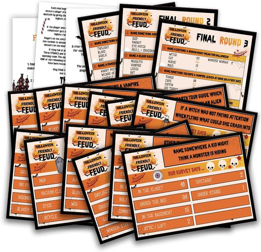Halloween Friendly Feud Quiz, Family Feud Quiz, Baby Shower Game Night, Halloween Party Game, Family Activity, Feud Trivia Quiz, Baby Shower Game - 004I