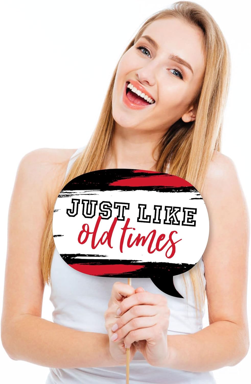 Big Dot of Happiness Class Reunion Photo Booth Props Kit - 20 Premium Cardstock Props, School Reunion Party Decorations, Memory Making Props, Red