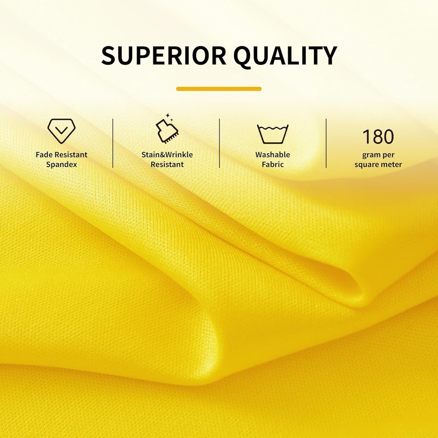 Outpain 6ft Spandex Table Cloth for Standard Folding Tables-6Pack Yellow Table Cloth Table Protector for Party, Wedding, Cocktail, Banquet, Festival