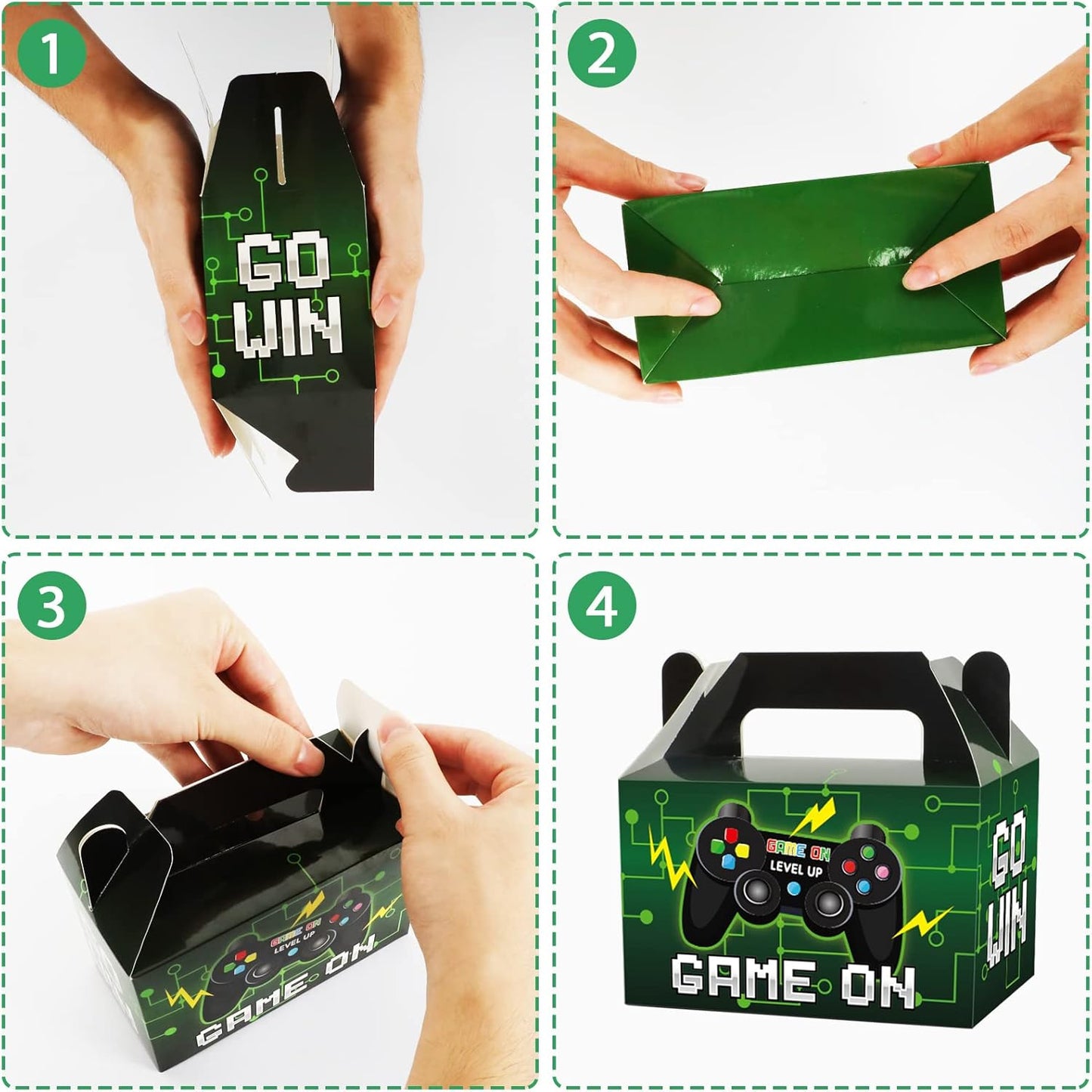 12 Pack Video Game Party Boxes Game On Party Favor Candy Treat Boxes Bags Gaming Birthday Goodies Valentine's Day Gift Boxes for Kids Birthday Baby Shower Party Decorations Supplies 6 x 3 x 3.5 Inches