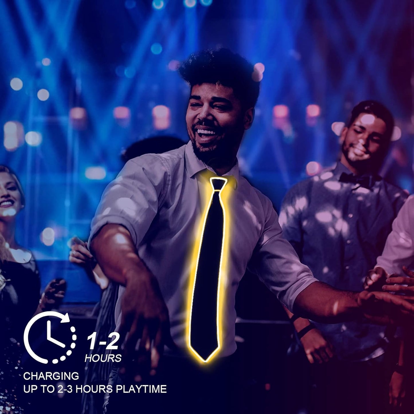 Ainiv Light Up Neckties Bowties Suspenders LED Party Supplies Glow in the Dark Adjustable for Women and Men Parties