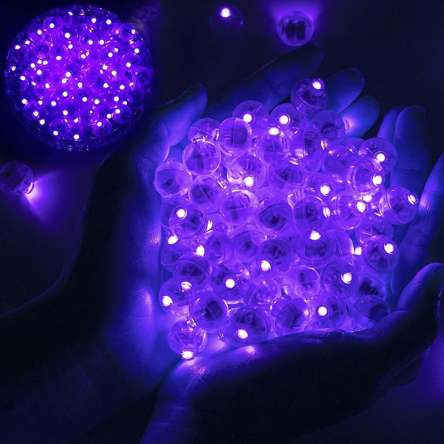 100pcs Mini Led Lights - Round, Long Standby Time Multicolor Ball Light Paper Lantern Balloons for Birthday Party, Christmas, Halloween Decoration (Purple, 100 PCS)
