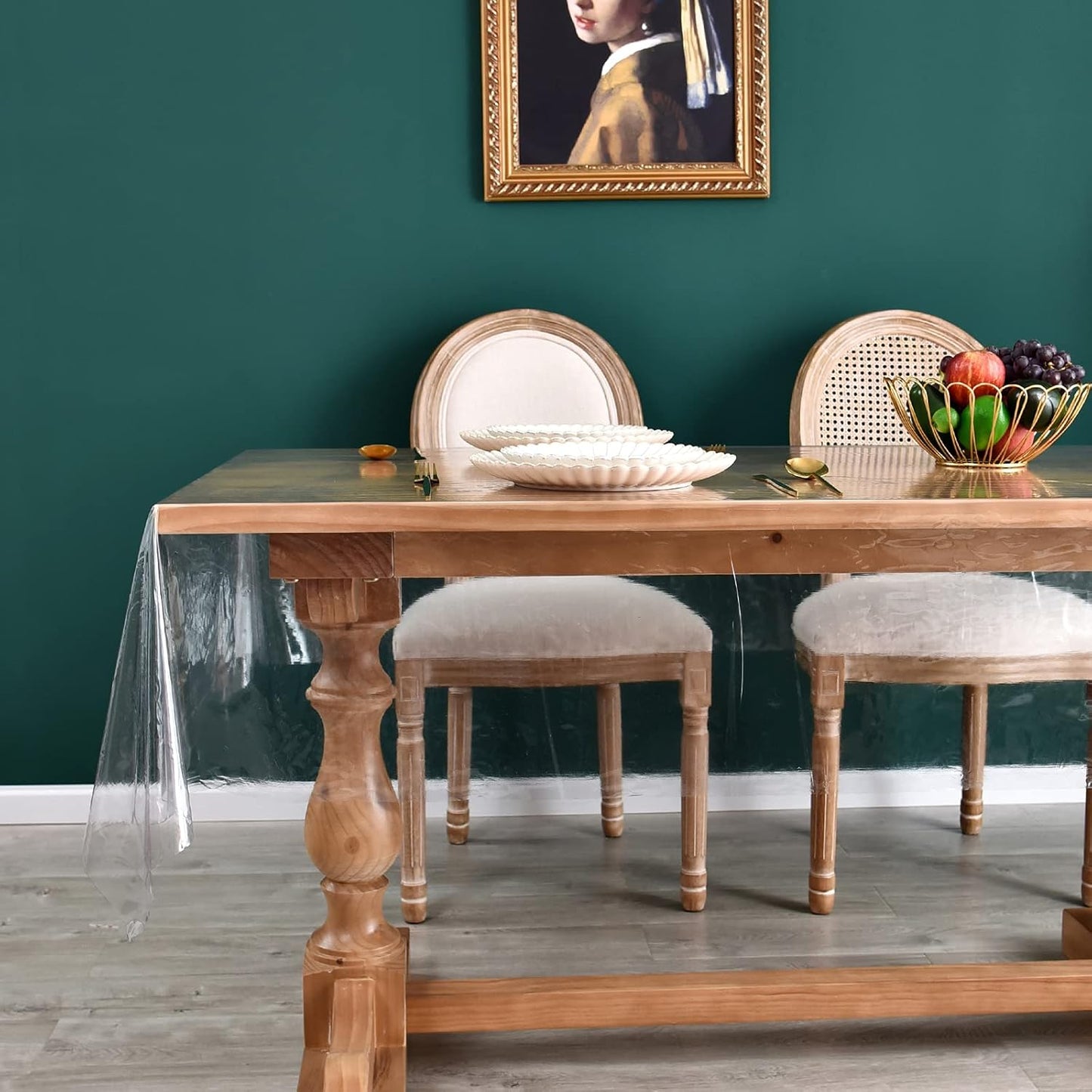 Romanstile 100% Waterproof Clear Plastic Tablecloth, Vinyl Square PVC Table Cloths Protector Spill Oil Proof Wipe Clean Transparent Table Cover for Dining/Camping/Parties - 54 x 54, Crystal Clear