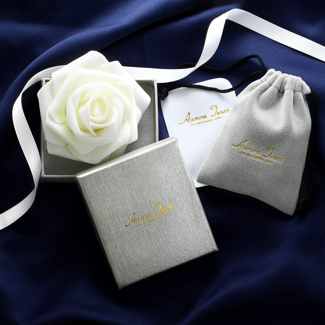 Aurora Tears Birthstone Necklace/Earring 925 Sterling Silver Women Cross/3D Cube/Cresent Moon Birth Stone Jewelry Mens Birthday Gift Anniversary Present