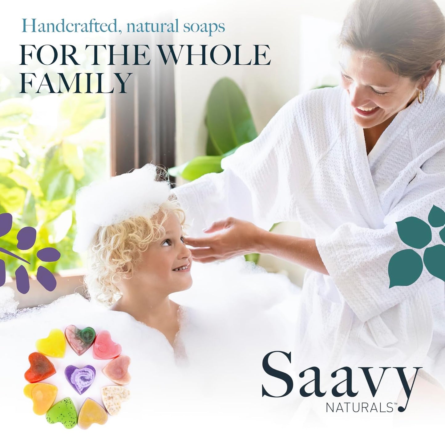 Saavy Naturals Bar Soap Organic, Plant-Based Ingredients - Made In USA Organic Bar Soap - Mini Soap Bars 10 Units Gift Set, Heart Shaped Artisan Natural Soap Bar