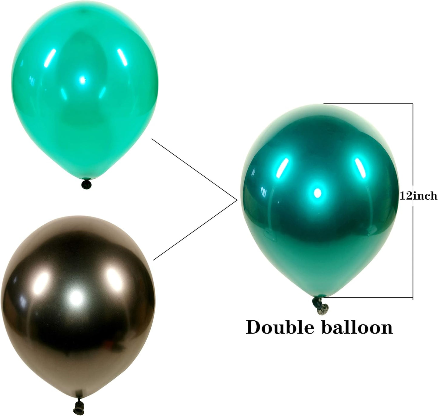 Emerald green balloons 50 pcs metallic green 12 inch chrome green balloons Double layer green balloons are more durable suitable for wedding birthday party balloon decorations