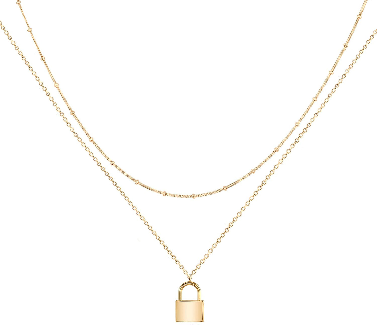 MEVECCO Layered Heart Necklace Pendant Handmade 18k Gold Plated Dainty Gold Choker Arrow Bar Layering Long Necklace for Women