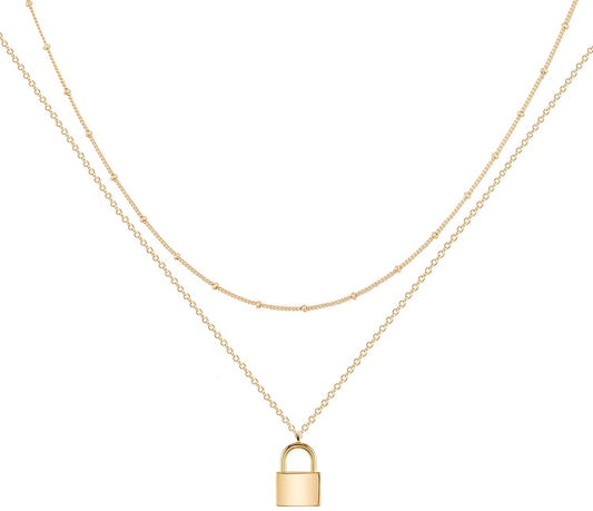 MEVECCO Layered Heart Necklace Pendant Handmade 18k Gold Plated Dainty Gold Choker Arrow Bar Layering Long Necklace for Women