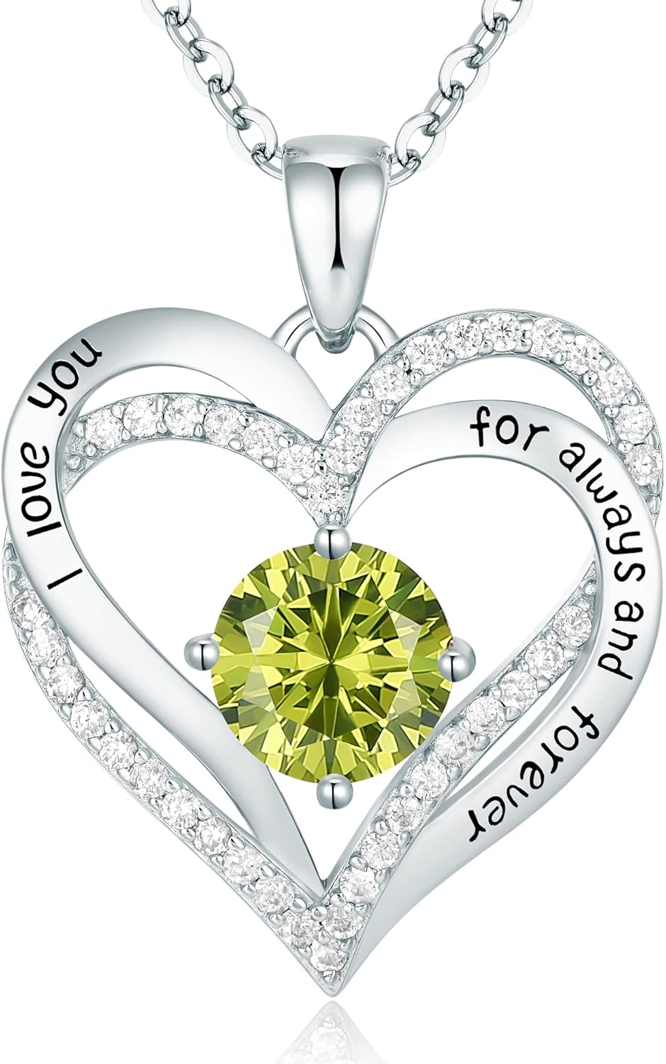 CDE Forever Love Heart Necklaces for Women, Wedding Anniversary, Birthday Mothers Day Christmas Day Gifts for Mom, Mother, Wife, friend, S925 Silver Jewelry with Birthstone Pendant