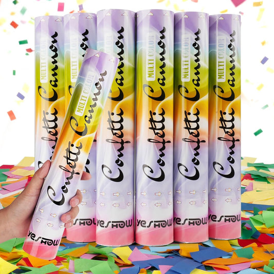 Confetti Cannon Party Poppers Biodegradable Shooters, (6 Pack) YESHOW Multicolor Confetti Blaster for Birthday Graduation Wedding Christmas New Year’s Eve