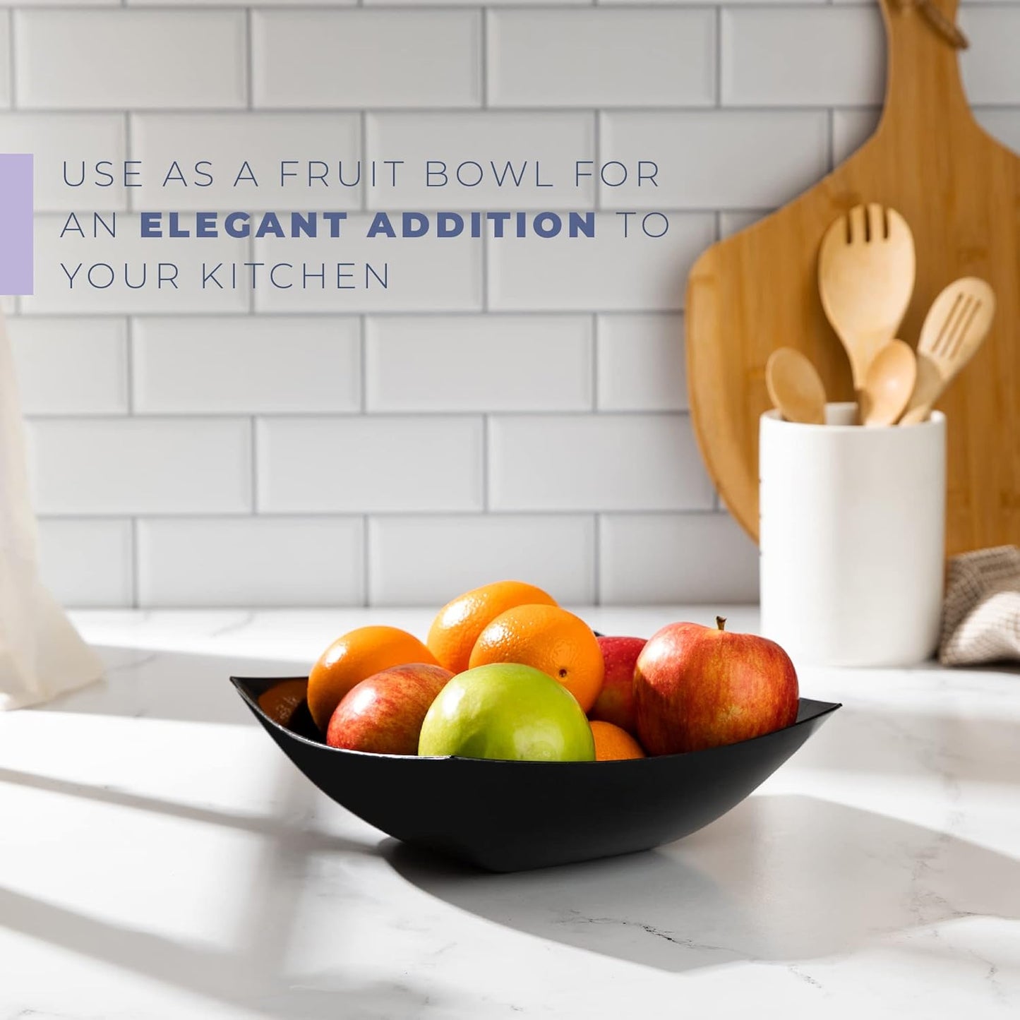 PLASTICPRO Disposable Square Serving Bowls, Party Snack or Salad Bowl, Plastic Black Pack of 4, 64 OUNCE, Black