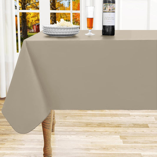 homing Rectangle Vinyl Tablecloth, Waterproof Spillproof Plastic Flannel Backed Table Cloth, Wipe Clean Table Cover for Dining, Buffet Parties and Camping (Taupe, 60" x 102")
