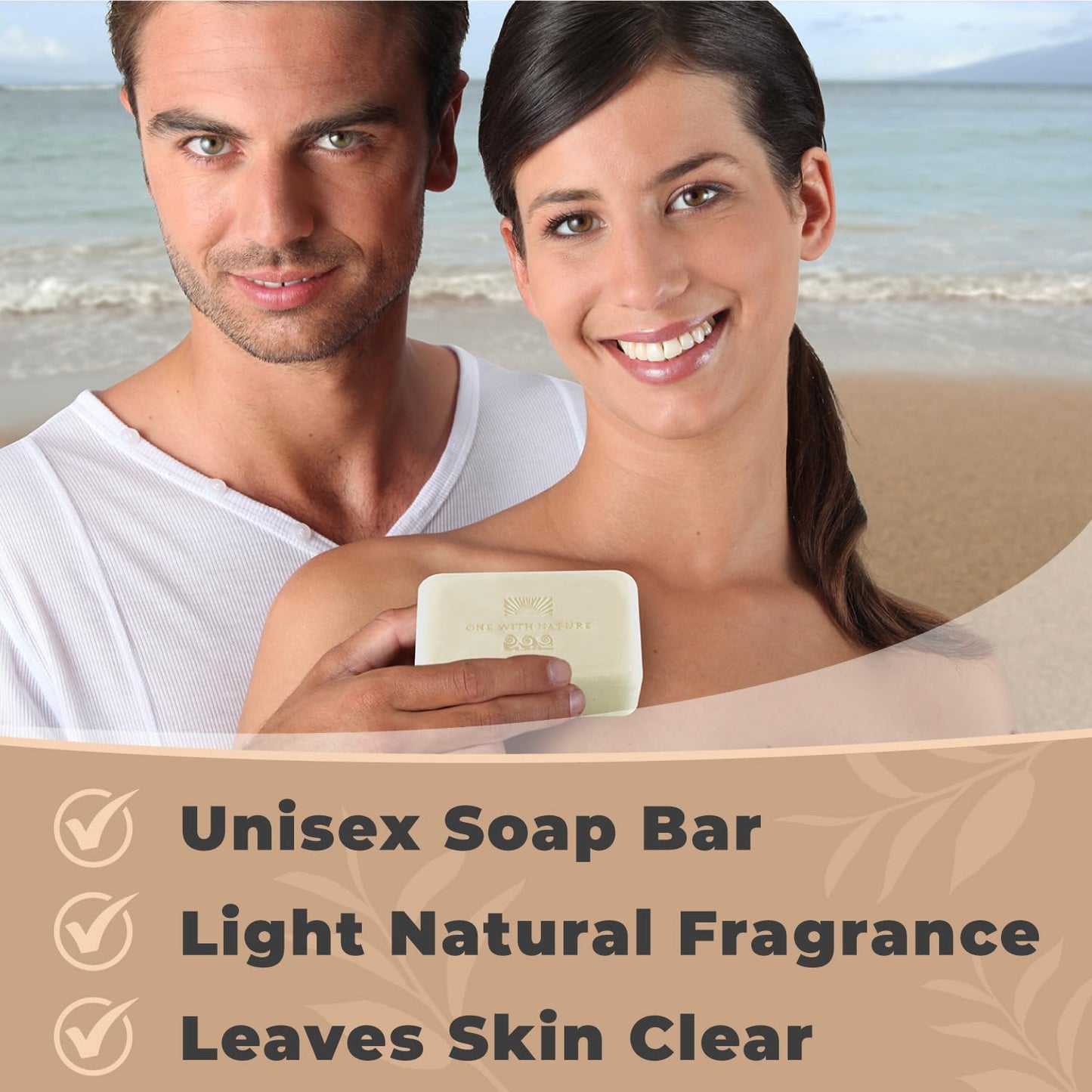 One With Nature Dead Sea Salt Soap 4oz 3-Pack – Purifying Soap Bar with Dead Sea Minerals for Face & Body, for Men & Women. Unscented.