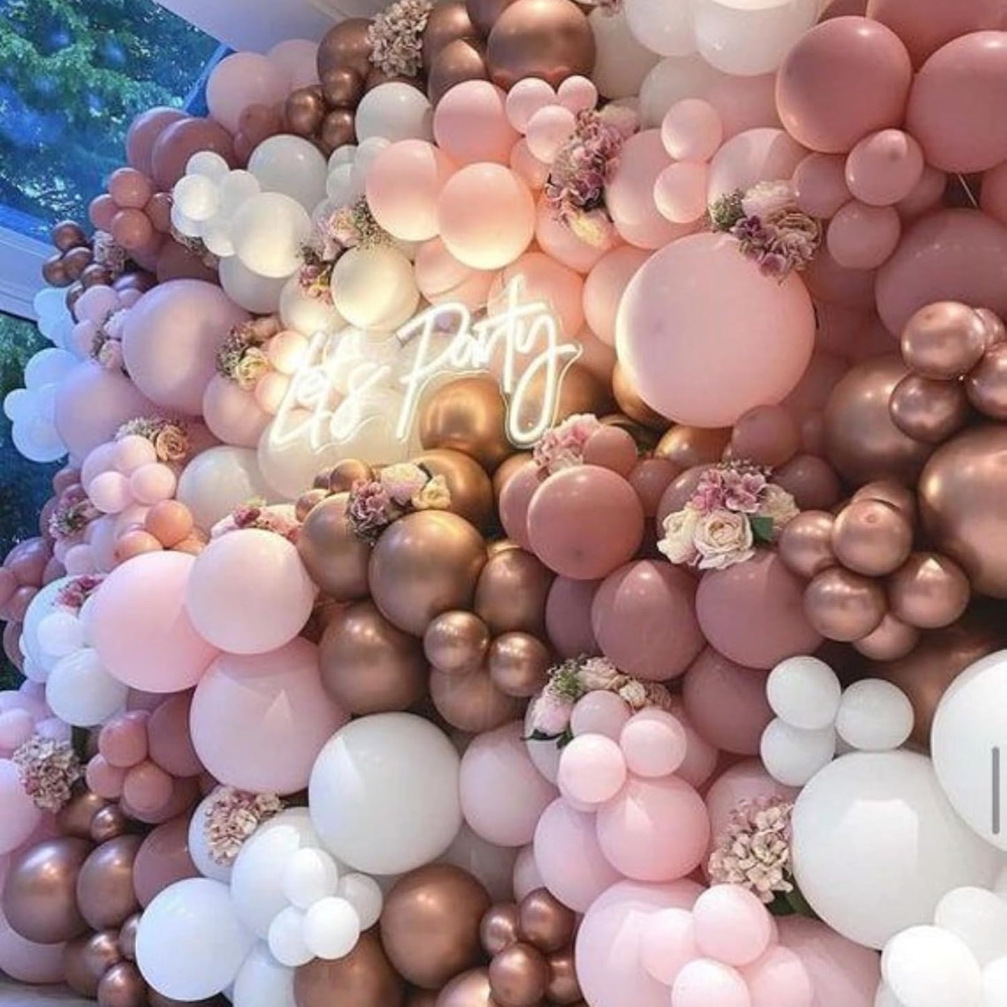 Dusty Pink Balloon Arch Kit, Rose Gold Balloon Arch Kit with 18/12/10/5 inch Dusty Pink Pastel Pink Rose Gold ivory White Latex Balloon for Birthday Baby Shower Wedding Boho Bridal Party Decorations