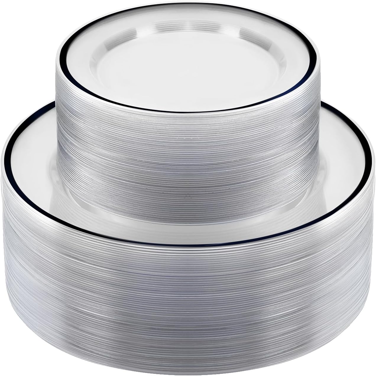 100PCS Black and Clear Plastic Plates, Black Disposable Plate Set with 50 Dinner Plates and 50 Dessert Plates for Party, Halloween, New year