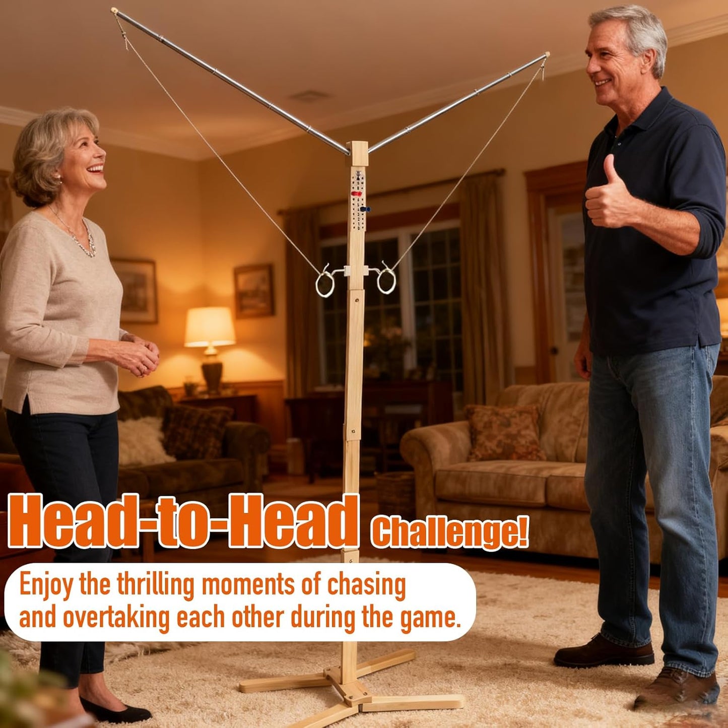 Standing Hook and Ring Game, Oversize Movable Indoor Outdoor Hook and Rong Toss Game with String Party Yard Swing Game Night Man Cave for Adults Family