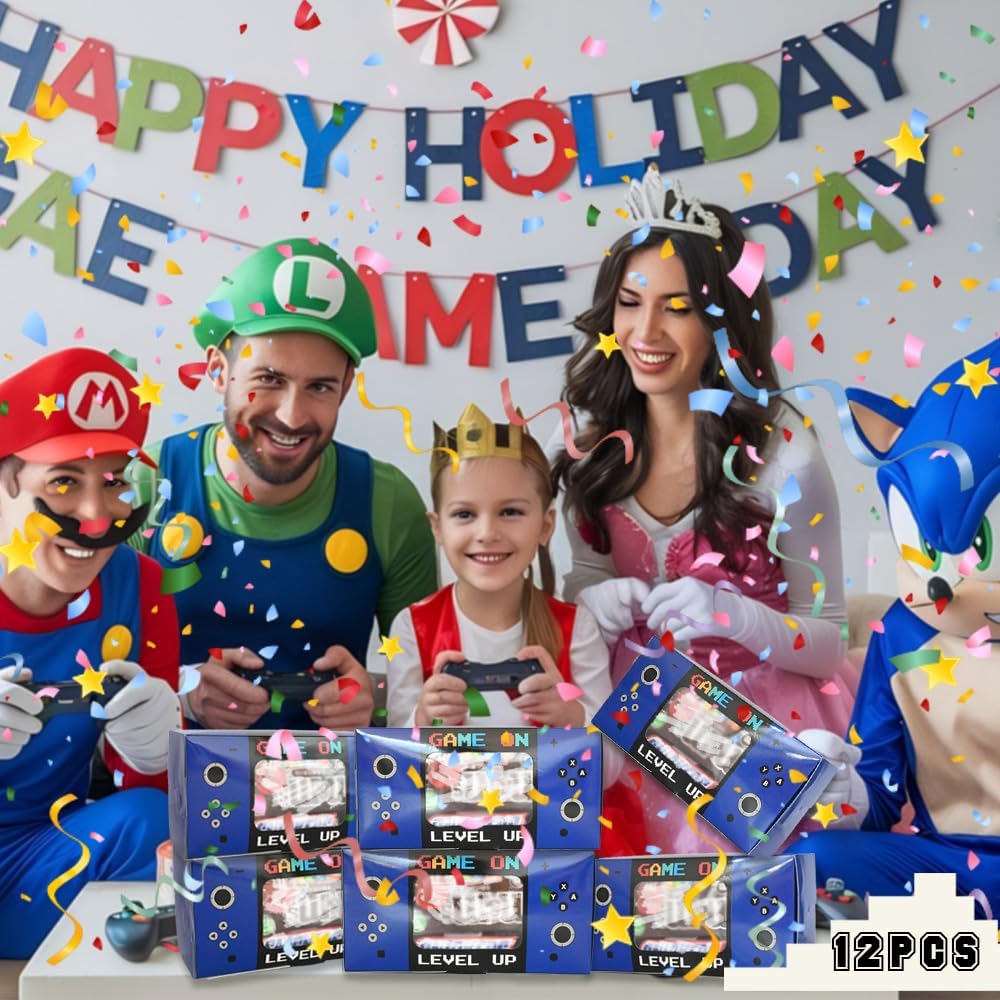 Shescrzionu Video Game Party Favors Boxes 12 PCS-Perfect Party Favor Boxes with Window,Game On Birthday Decorations Video Game Birthday Decorations,Game Bags,Video Game Gifts Aa06
